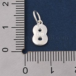 ナンバーシリーズ 925 スターリングシルバーチャーム  スタンプ925個と丸カン付き  銀色のメッキ  8  10.5x6.5x1.5mm  穴：3.5mm&nbsp;LS-STER-Q002-01I