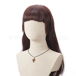 5 個 5 スタイルの天然 & 合成混合宝石クロスペンダントネックレスセット女性用ワックスコード付き  17.72インチ（45cm）  1個/スタイル&nbsp;NJEW-JN04176