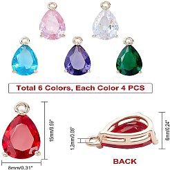 24Pcs 6 Colors Transparent Glass Charms&nbsp;GLAA-PH0001-28