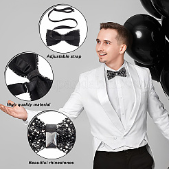 Adjustable Resin Rhinestone Polyester Bow Ties for Men&nbsp;AJEW-WH0472-01B