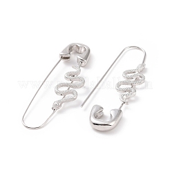 女性用スネークフープピアス付き合金安全ピン  プラチナ  50x14x3mm  ピン：0.6mm&nbsp;EJEW-E176-01P