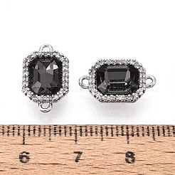 Brass Micro Pave Clear Cubic Zirconia and Glass Connector Charms&nbsp;KK-N287-28P