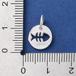 丸カン付きスターリングシルバー中空魚チャーム925個  銀  10x1mm  穴：3.8mm&nbsp;LS-STER-E071-01S-08