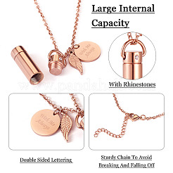 1Pc 304 Stainless Steel Column Urn Ashes Necklace&nbsp;DIY-TA0010-14A