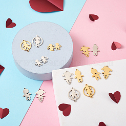 14Pcs 14 Style 201 Stainless Steel Connector Charms&nbsp;STAS-PJ0001-27