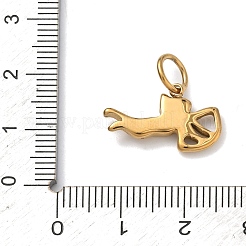 304ステンレスペンダント  抽象的なダンサーチャーム  ゴールドカラー  11.5x19x3mm  丸カン：7x1ミリ  内径：5mm&nbsp;STAS-Z189-01G-06