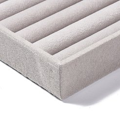 長方形のベルベットのジュエリートレイ  密度繊維板シート付き  ピアス用  リング収納  グレー  21x12.5x2.35cm&nbsp;ODIS-O005-01C