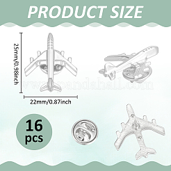 バックパックの服に使える飛行機合金ブローチ16個  プラチナ  25x22mm&nbsp;JEWB-PH0001-45P