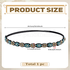 ポリエステルヘッドバンド  ガラスビーズ  ファッショナブルなネッカチーフ  女性のための  女の子  シアン  17x265x8mm&nbsp;OHAR-WH0021-76C