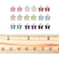 45 個 9 色のガラスチャーム  蝶  真鍮パーツ  長持ちメッキ  ミックスカラー  8.5x7x2mm  穴：1mm  5個/カラー&nbsp;KK-FS0001-67