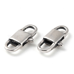 タイスターリングシルバーカニカン925個  ロック  スタンプ925個付き  アンティークシルバー  14.5x7x2.5mm  穴：2.5x3mm&nbsp;STER-D003-16P