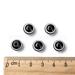 ラウンド縞模様樹脂ビーズ  ブラック  10x9mm  穴：1.8~2mm&nbsp;RESI-R158-10mm-11