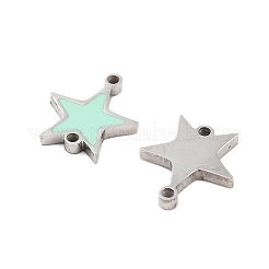 304ステンレススチールアクアマリンエナメルコネクタチャーム  スターリンク  ステンレス鋼色  10.5x9x1mm  穴：1mm&nbsp;STAS-Z078-14P