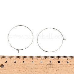 真鍮製フープピアスパーツ  ラウンド  プラチナメッキ  30mm  ピン：0.7mm&nbsp;KK-R112-038D