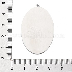 304ステンレスペンダント  セントジュードのチャーム付き楕円形  ステンレス鋼色  44.5x28x1.5mm  穴：1.6mm&nbsp;STAS-M099-05P