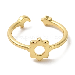 Flower Rack Plating Brass Open Cuff Finger Rings for Women&nbsp;RJEW-L123-101G