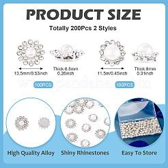 200Pcs 2 Styles Flower Alloy Glass Sew on Rhinestone&nbsp;FIND-TA0006-31
