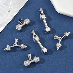6個3スタイル304ステンレススチールペンダント  ダンベルチャーム  ステンレス鋼色  20~28x8~10mm  穴：6x3mm  2個/スタイル&nbsp;STAS-CJ0002-50