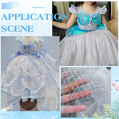 2mのポリエステルメッシュ生地  ウェディングドレスの衣服アクセサリー  魚の鱗模様  ホワイト  1720x0.1mm&nbsp;DIY-WH0308-668C