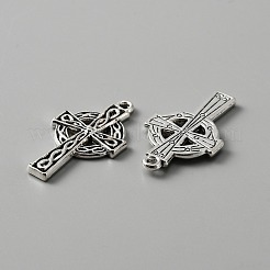 アイルランドのチベットスタイルの合金ペンダント  クロス  アンティークシルバー  29.5x17x2.5mm  穴：1.6mm&nbsp;FIND-CJC0009-49