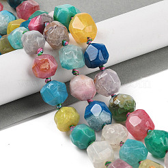 天然石瑪瑙ビーズ連売り  染め＆加熱  ナゲット  ミックスカラー  12~13x12.5~13x12.5mm  穴：1.2mm  約27個/連  16.34''（41.5センチメートル）&nbsp;G-P535-B02-01