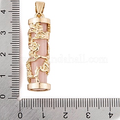合成蓄光石柱ペンダント  暗闇で光る  金メッキ合金ドラゴンラップチャーム  ピンク  35.5x10.5mm  穴：6x4.5mm&nbsp;FIND-C058-01G-01