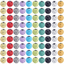 200Pcs 10 Colors Spray Painted Natural Lava Rock Beads Strands&nbsp;G-PA0001-89