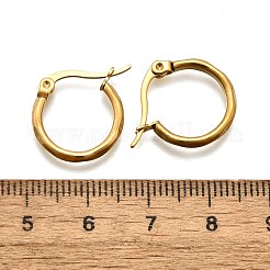 イオンプレーティング(IP) 304 ステンレススチール フープピアス  低刺激性のイヤリング  18KGP本金メッキ  16x15.5x2mm  ピン：0.6x1mm&nbsp;EJEW-D195-G