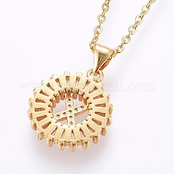 Brass Micro Pave Cubic Zirconia Initial Pendant Necklaces&nbsp;NJEW-H486-30G-X