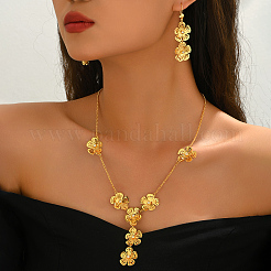 Elegant Alloy Hollow Floral Y-shaped Necklace & Earrings Sets for Women&nbsp;QU9452
