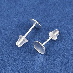 925スターリングシルバー製スタッドピアスパーツ  フラットラウンドトレイ  銀  トレイ：5.5mm  11.5x6mm  ピン：0.7mm&nbsp;STER-K183-15S-6mm