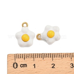 304ステンレススチールエナメルペンダント  花のチャーム  ホワイト  13x10.5x6mm  穴：1.4mm&nbsp;STAS-D384-06G