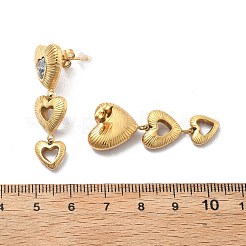 Heart 304 Stainless Steel Clear Cubic Zirconia  Dangle Stud Earrings&nbsp;EJEW-D319-17G