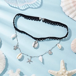 304 Stainless Steel Starfish & Shell & Turtle Tassel Thigh Leg Chains&nbsp;AJEW-AN00655