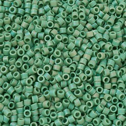 MIYUKIデリカビーズ小  シリンダー  日本製シードビーズ  15/0  （dbs0877)マットな不透明な緑のab  1.1x1.3mm  穴：0.7mm  約175000個/袋  50 G /袋&nbsp;SEED-X0054-DBS0877