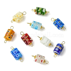 30Pcs Handmade Millefiori Glass Connector Charms&nbsp;PALLOY-YW00113