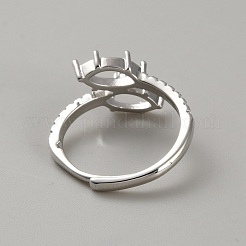Brass Cubic Zirconia Adjustable Ring Components&nbsp;KK-WH0065-17B-P