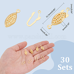 304ステンレススチールボックスクラスプ30セット  マルチ連クラスプ  馬の目  24KGP本金メッキ  21.5x7x4mm  穴：1mm&nbsp;STAS-UN0057-95