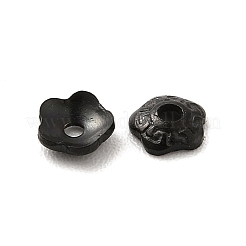 イオンプレーティング（IP）304ステンレススチールビーズキャップ  花  5花びら  電気泳動黒  4x4x1mm  穴：1mm&nbsp;STAS-N0005-01EB