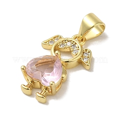 Rack Plating Brass Micro Pave Cubic Zirconia Pendants&nbsp;KK-P272-19G