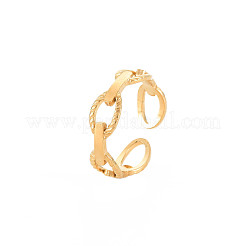 Ion Plating(IP) 304 Stainless Steel Cable Chain Shape Open Cuff Ring for Women&nbsp;RJEW-S405-178G