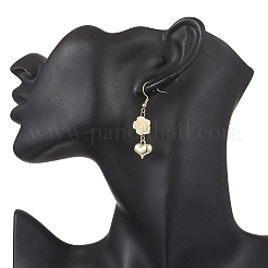 304 Stainless Steel Heart with Flower Dangle Earrings&nbsp;EJEW-JE06688