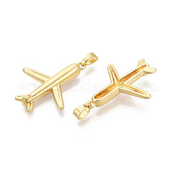 真鍮チャーム  飛行機チャーム  18KGP本金メッキ  24x19x4mm  穴：4.5x2mm&nbsp;KK-N259-05G