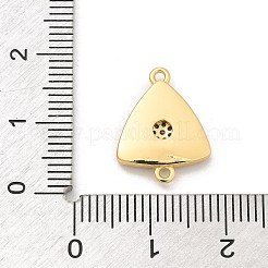 真鍮製マイクロパヴェクリアキュービックジルコニアコネクターチャーム  シェルと  18KGP本金メッキ  三角形  11.5x13x2.5mm  穴：1.2mm&nbsp;KK-M303-04G-10