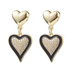 3 ペア 3 スタイル クリア キュービックジルコニア ハート ダングル スタッド イヤリング  バレンタインデー用の304ステンレススチールイヤリング  ミックスカラー  26~34.5mm  ピン：0.7mm  1ペア/スタイル&nbsp;EJEW-JE05082
