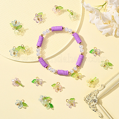 プラスチックとアクリルのペンダント100個  真鍮パーツ  花  ミックスカラー  12~13x12x15mm  穴：3.5mm&nbsp;FIND-SC0019-77