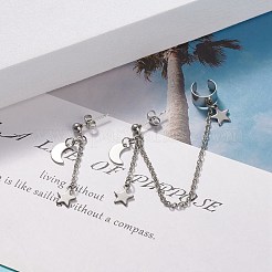 Moon and Star Alloy Asymmetrical Earrings&nbsp;EJEW-JE04888-02