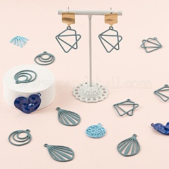24Pcs 6 Style Blue Series Spray Painted Alloy Pendants&nbsp;FIND-LS0001-62