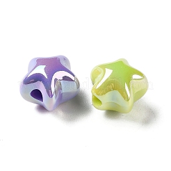 UVメッキアクリルビーズ  スター  ミックスカラー  15x15.5x13mm  穴：4mm&nbsp;MACR-D029-08