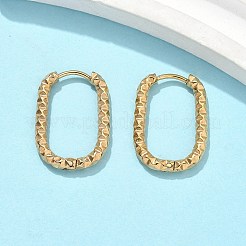 女性用301ステンレススチールフープイヤリング  織り目加工の長方形  イオンプレーティング（ip）  ゴールドカラー  21x14.5~16x2.5mm&nbsp;EJEW-U066-04G